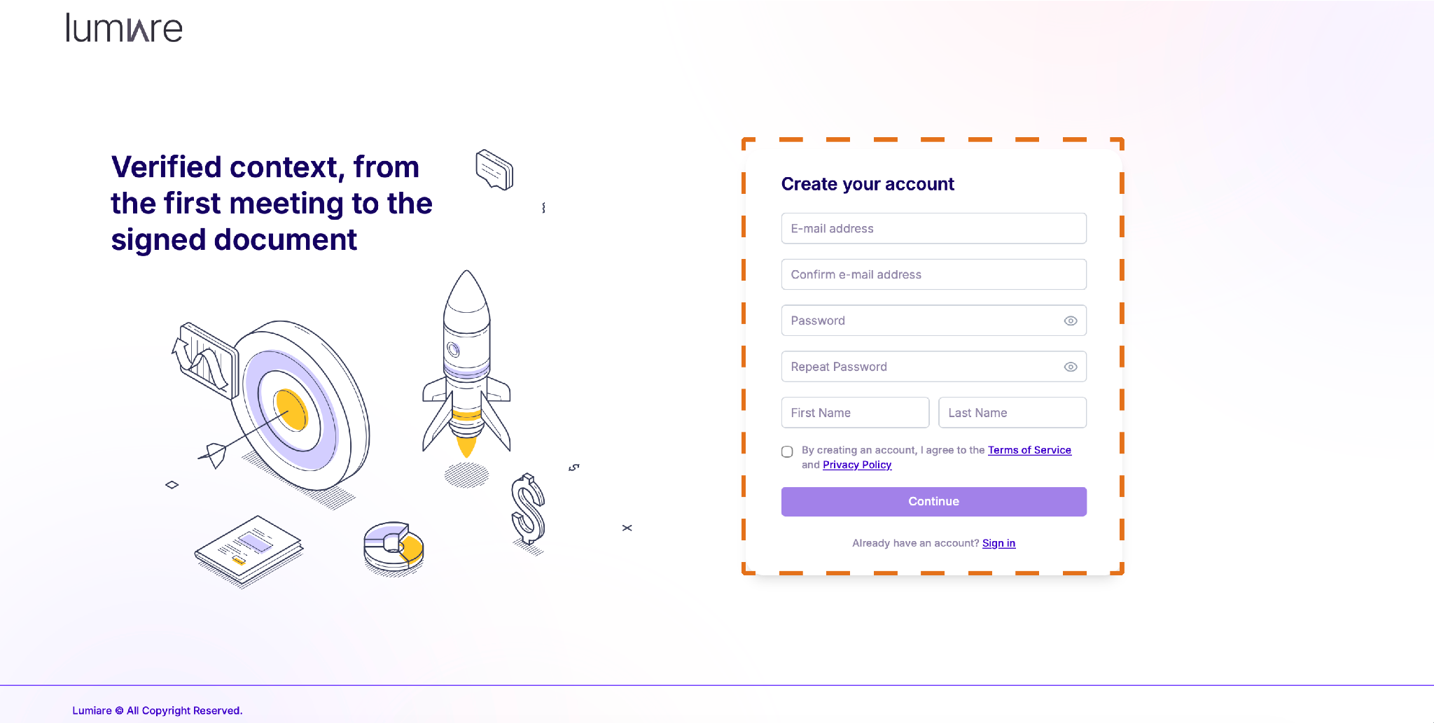 Create your account — Lumiare screenshot 5
