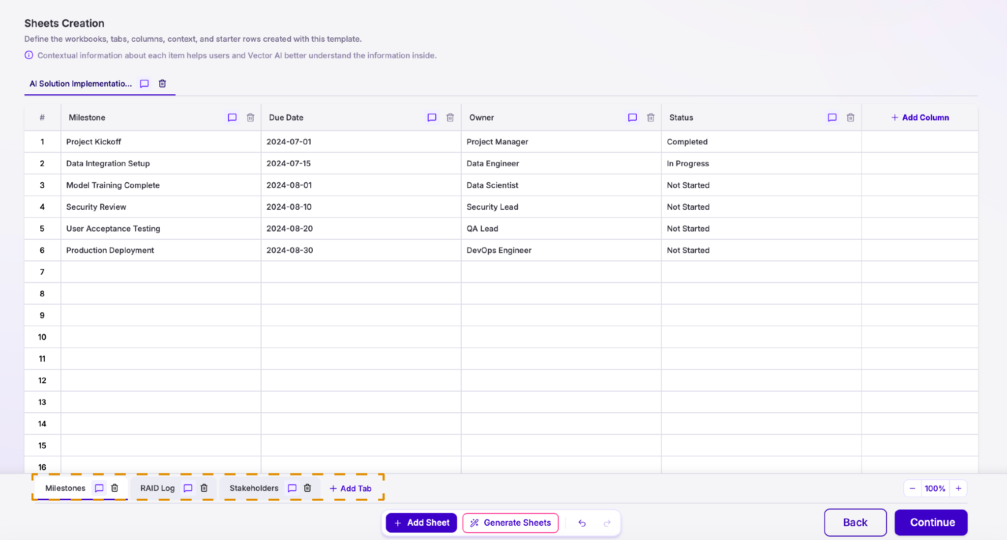 Create sheets for your template — Lumiare screenshot 26